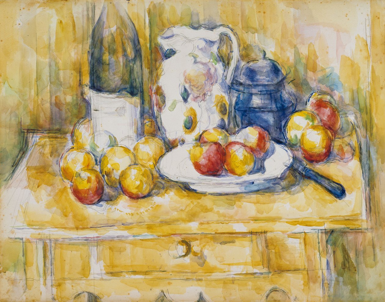 Csendélet almával a kredencében alkotó: Paul Cézanne