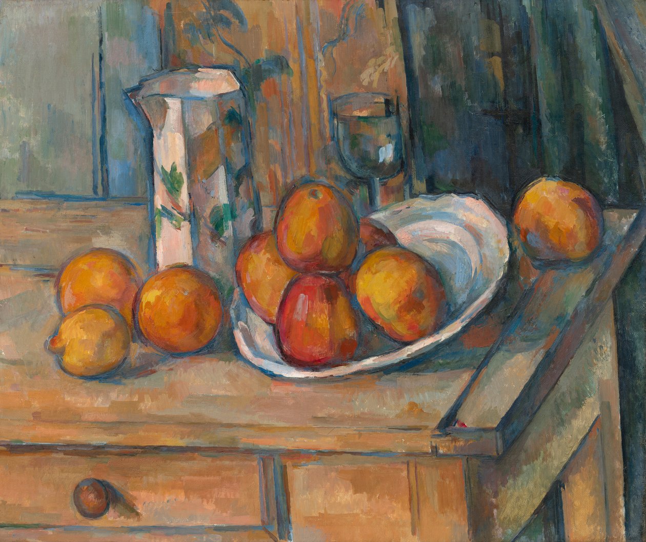Csendélet tejeskancsóval és gyümölccsel alkotó: Paul Cézanne