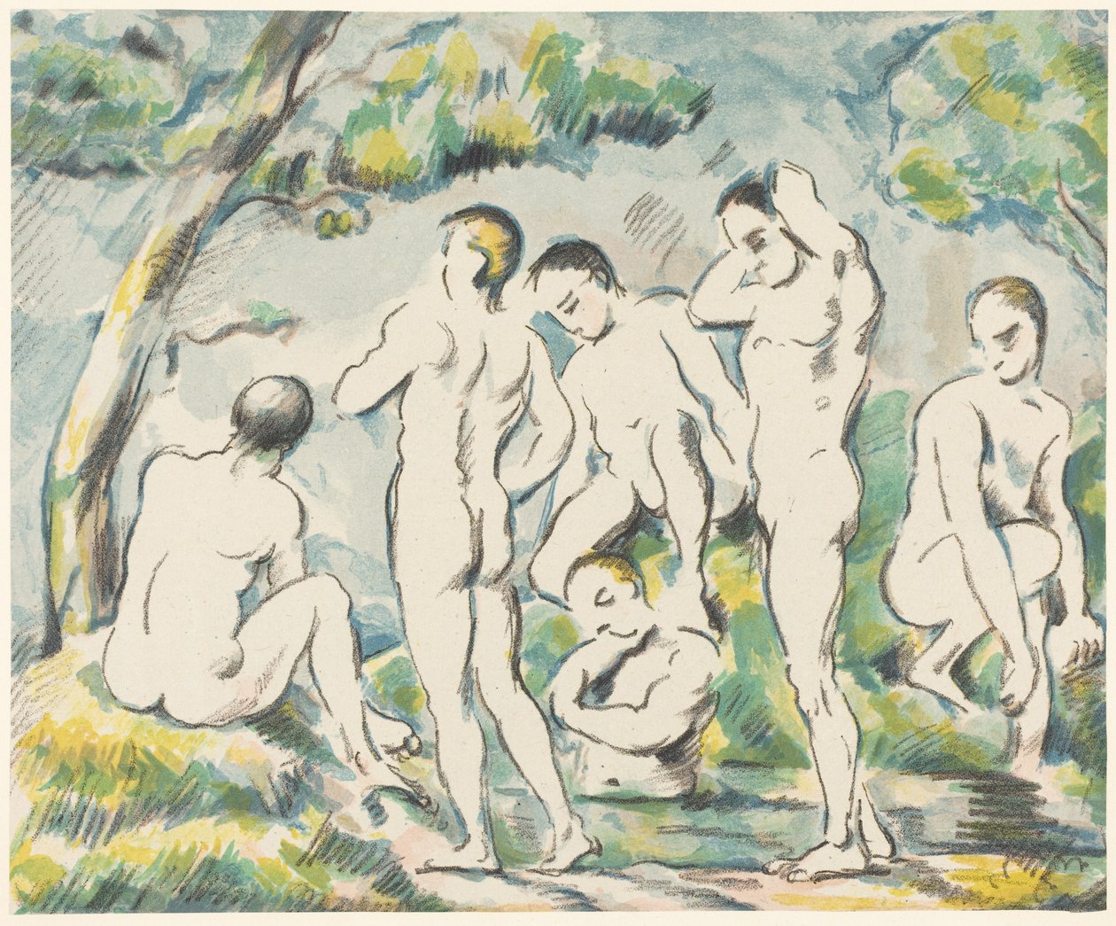 Fürdőzők (kis lemez) alkotó: Paul Cézanne