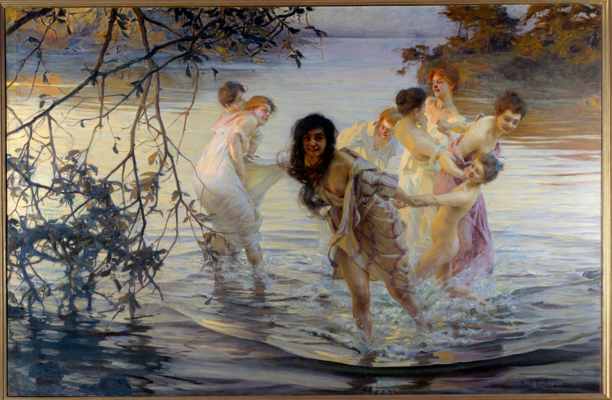 Boldog ebats Fiatal nők kerekednek a vízben. Paul Chabas (1869-1937) festménye 1899 Nantes, Szépművészeti Múzeum alkotó: Paul Chabas