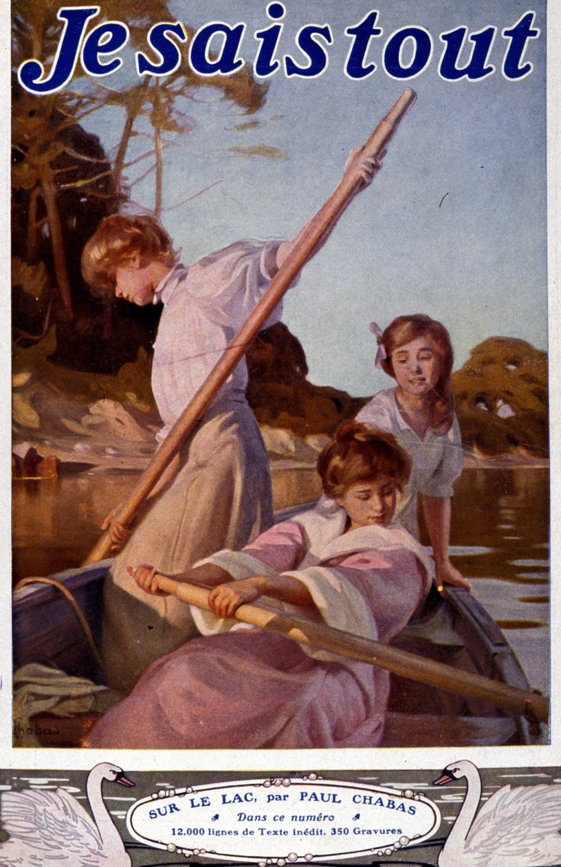 Paul Chabas (1869 - 1937) "A tavon" című illusztrációja. "Mindent tudok". alkotó: Paul Chabas