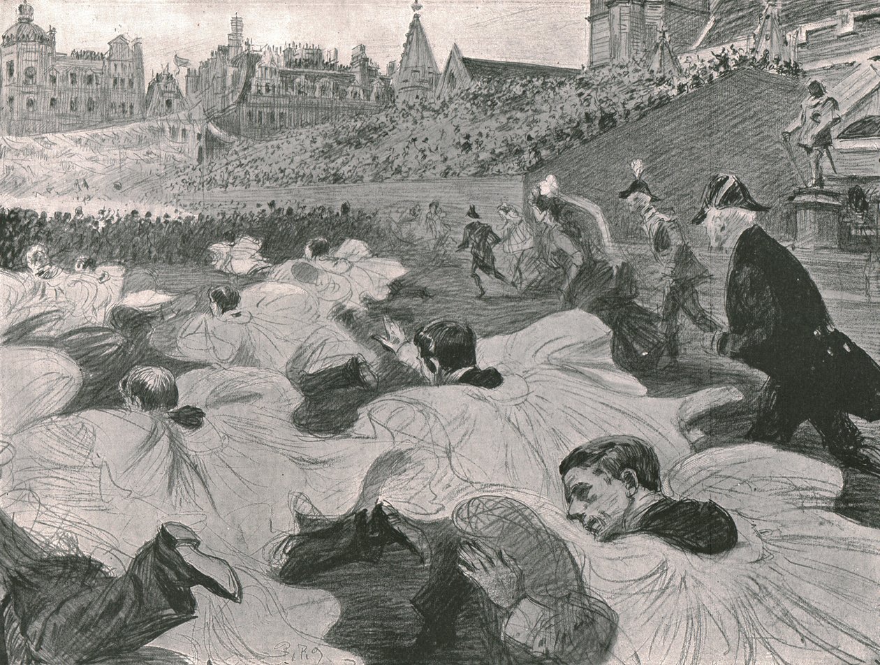 „Sietve látni, ahogy a király és a királynő elhagyja az apátságot”, 1902. alkotó: Paul Charles Renouard