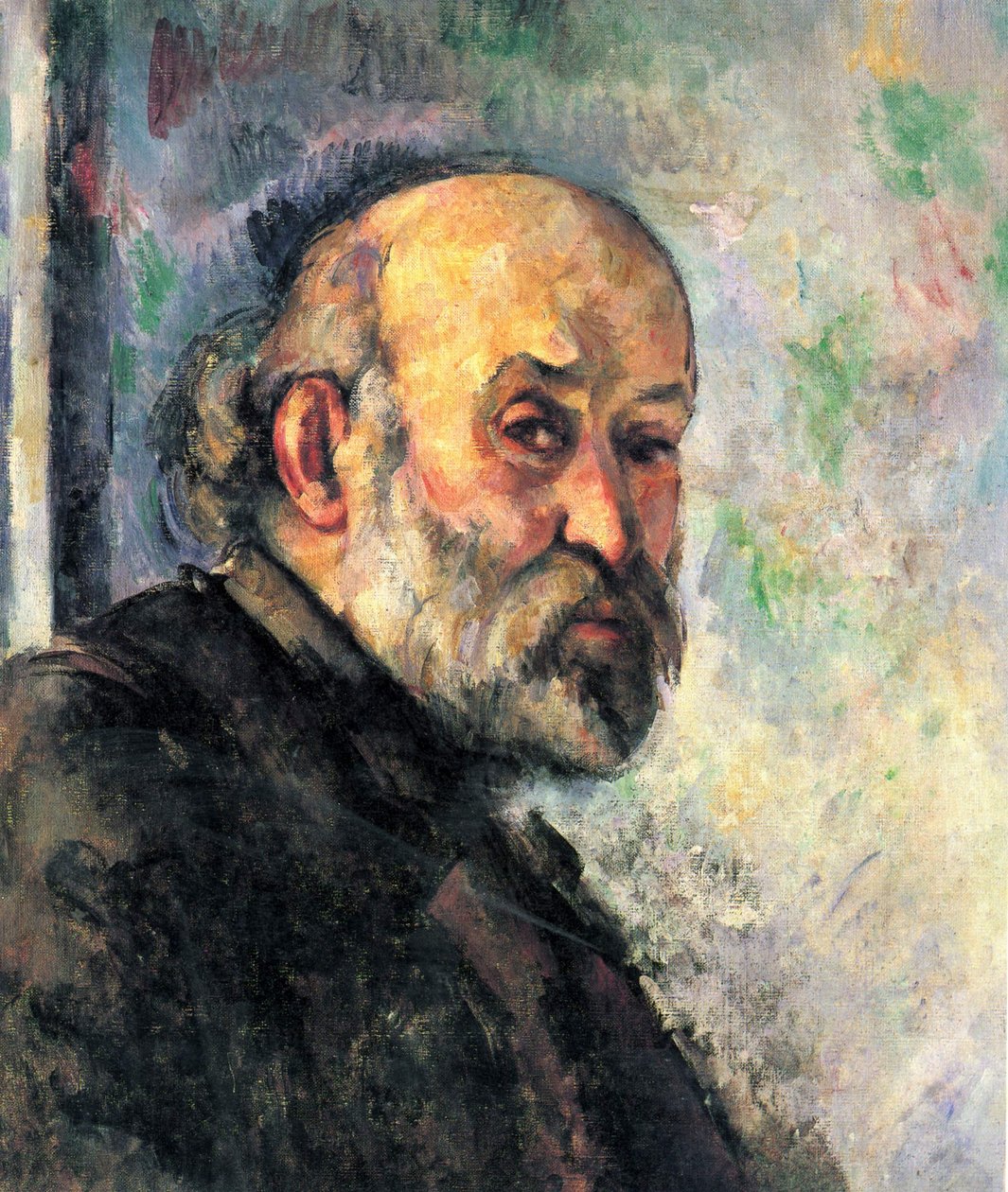 Önarckép kék háttér előtt alkotó: Paul Cézanne