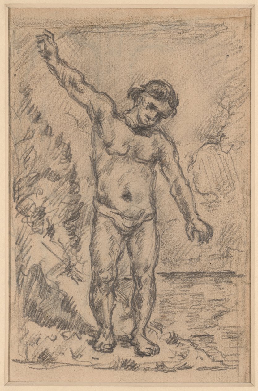 Fürdőző kinyújtott karokkal (recto); Tanulmány egy fáról (verso) alkotó: Paul Cézanne