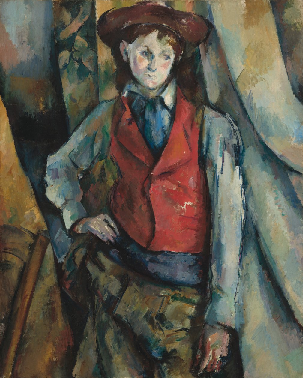 Fiú piros mellényben, 1888-1890. alkotó: Paul Cézanne
