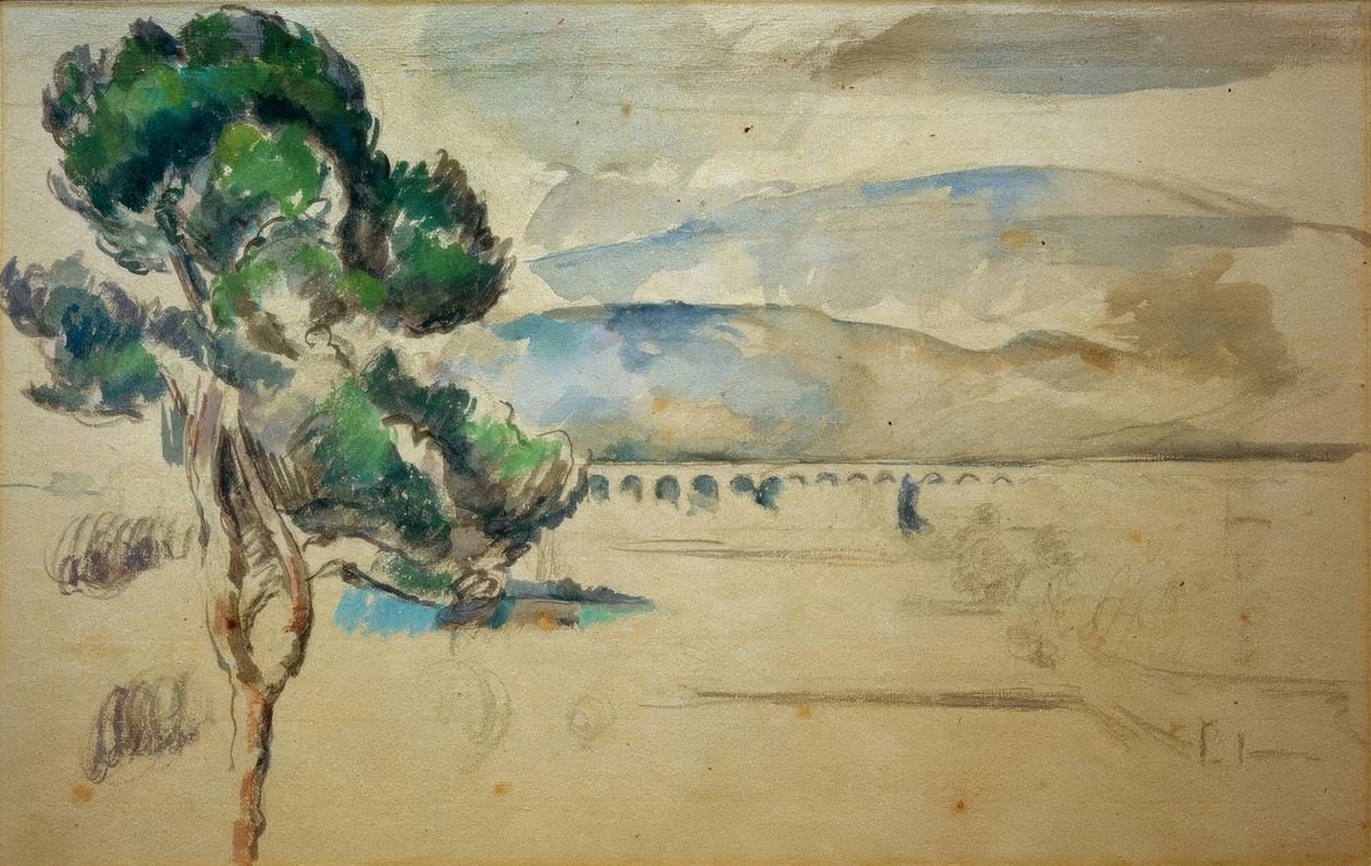 Az ív völgye viadukttal és fenyőfával alkotó: Paul Cézanne