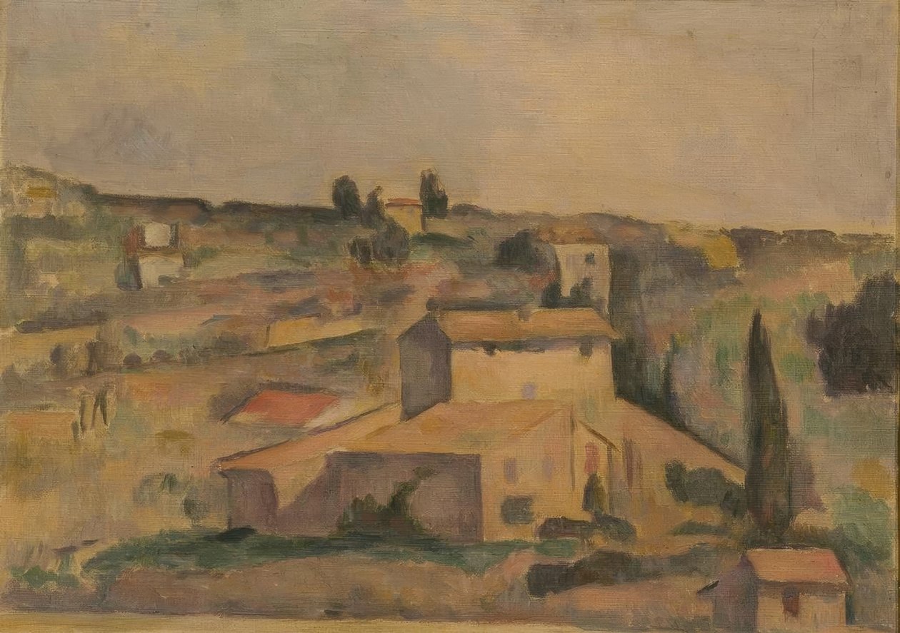 E.Fabbri (Cézanne nyomán), táj a Bellevue-nál alkotó: Paul Cézanne