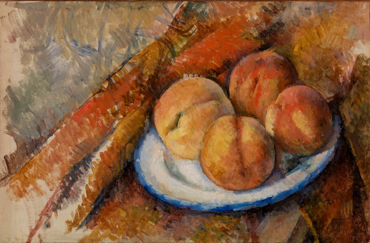Négy őszibarack egy tányéron alkotó: Paul Cézanne