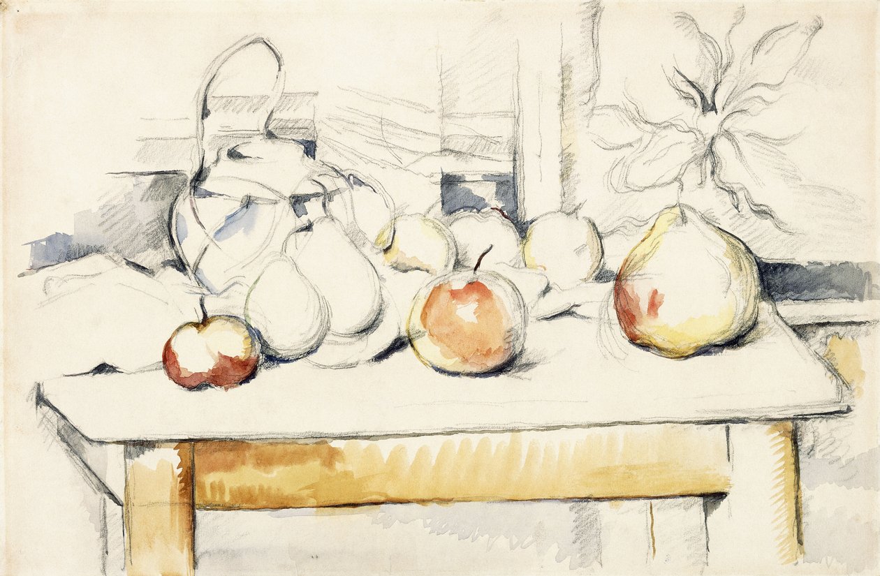 Gyömbéres üveg és gyümölcs az asztalon, 1888-90 alkotó: Paul Cézanne