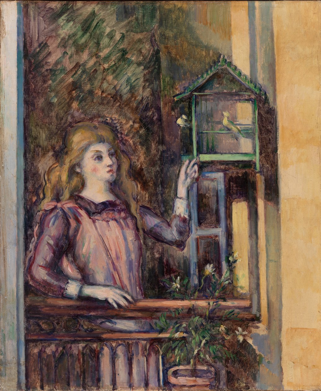 Lány madárkalitkával alkotó: Paul Cézanne