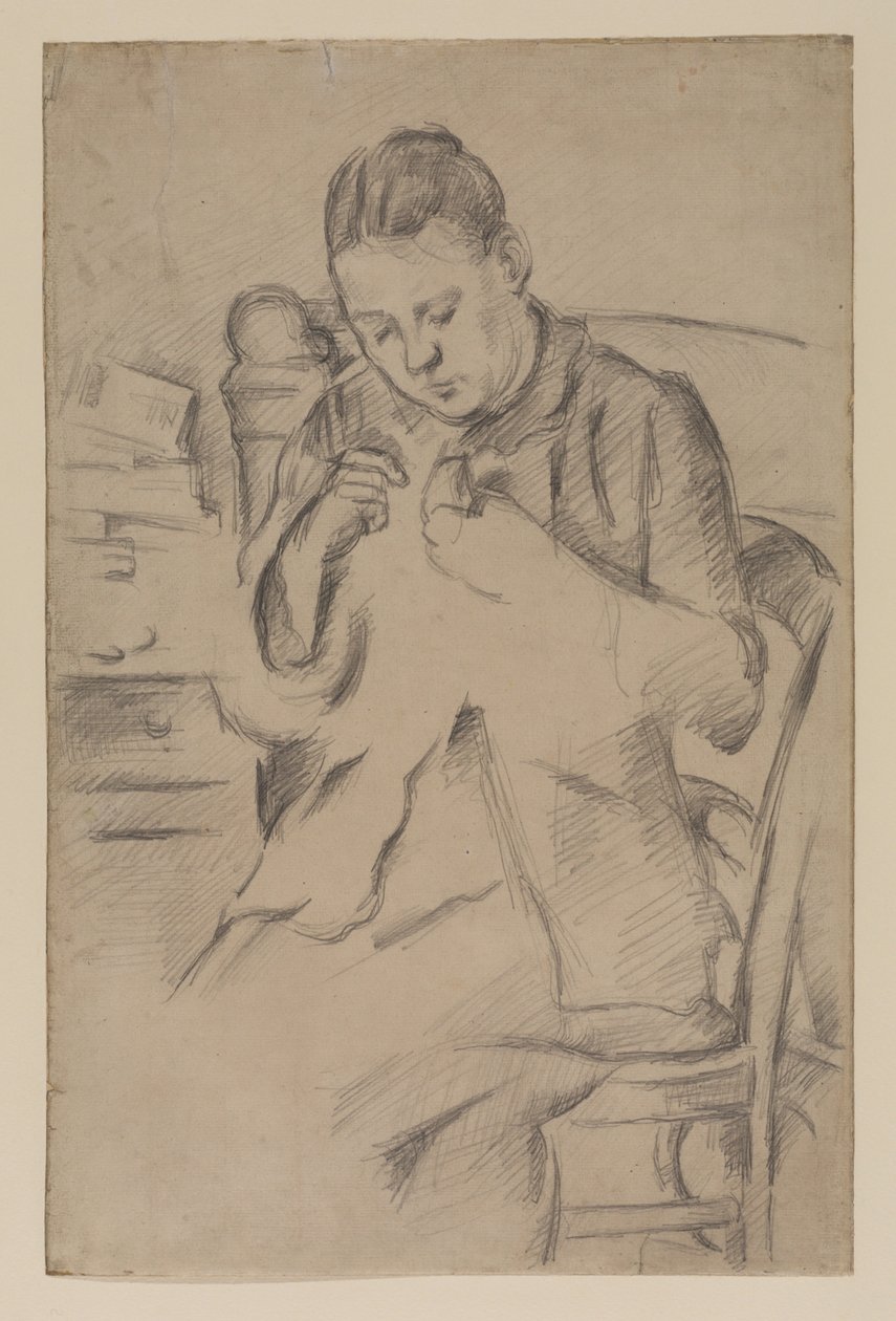 Hortense Fiquet, Madame Cezanne, varrás, 1880 körül (ceruza papíron) alkotó: Paul Cézanne