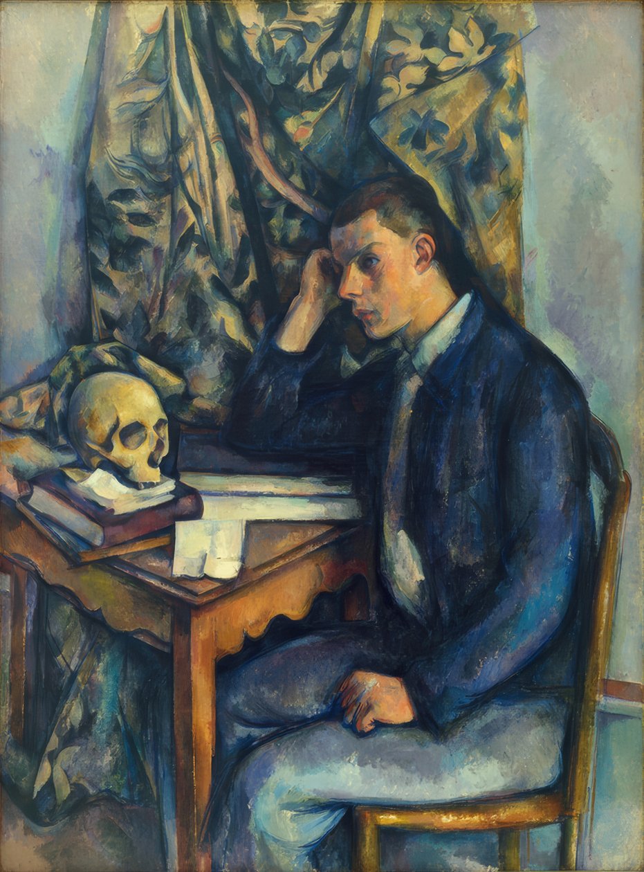 Fiatal férfi koponyával alkotó: Paul Cézanne