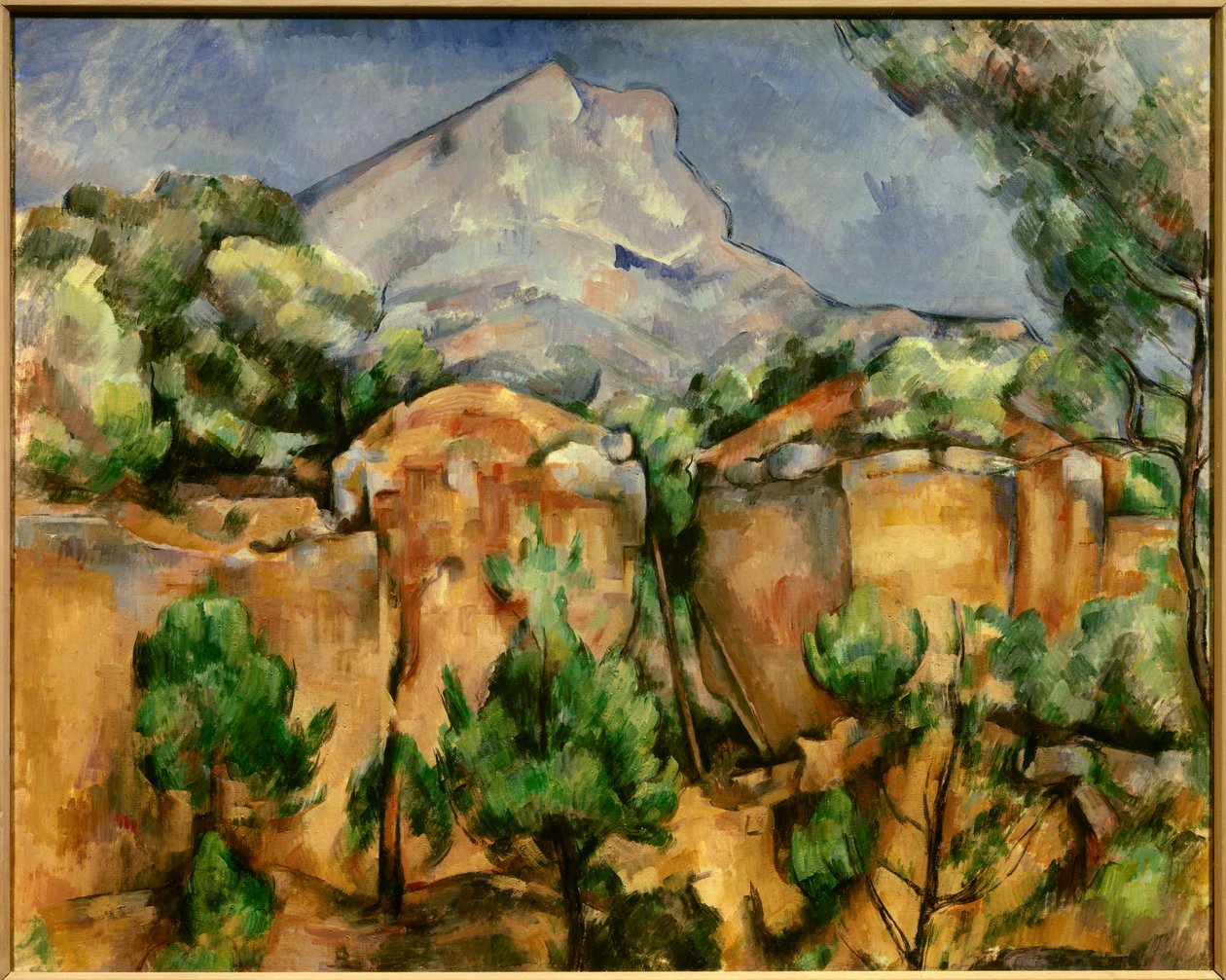 La montagne Sainte Victoire Paul Cezanne (1839-1906) festménye 1897 V. 0,54 x 0,81 m. Baltimore. Művészeti Múzeum - Mont Sainte-Victoire a Bibemus kőfejtőből nézve. Paul Cezanne (1839-1906) festménye, c. 1897. 0,54 x 0,81 m. Baltimore Művészeti Múzeum, B alkotó: Paul Cézanne