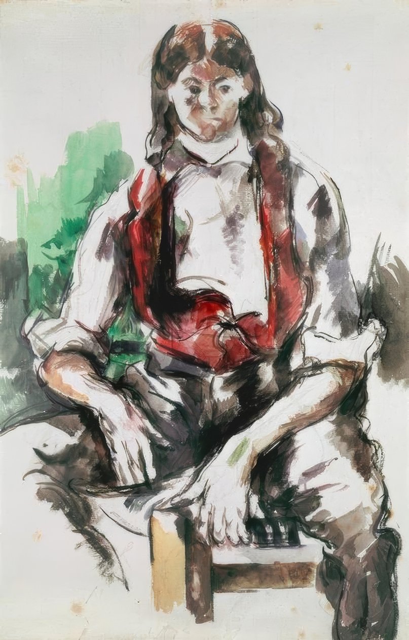 A fiú piros mellényben alkotó: Paul Cézanne