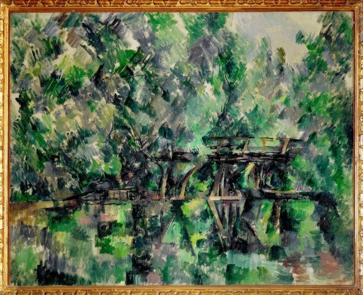 A híd a tó felett alkotó: Paul Cézanne