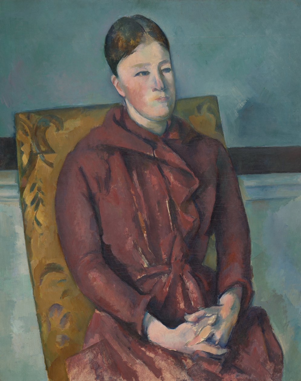 Madame Cezanne egy sárga székben alkotó: Paul Cézanne