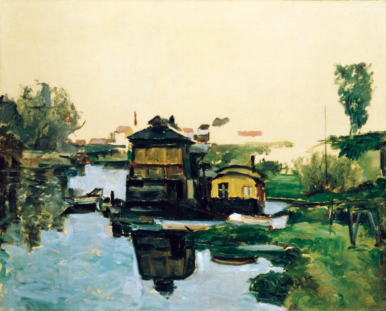 Úszó házak a folyón alkotó: Paul Cézanne