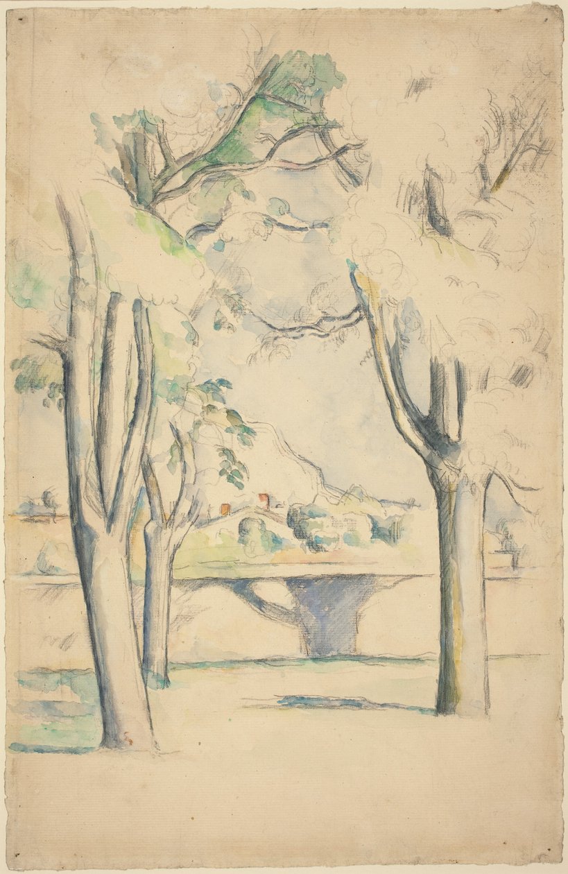 Mont Sainte-Victoire A Jas de Bouffan falán túl látható alkotó: Paul Cézanne