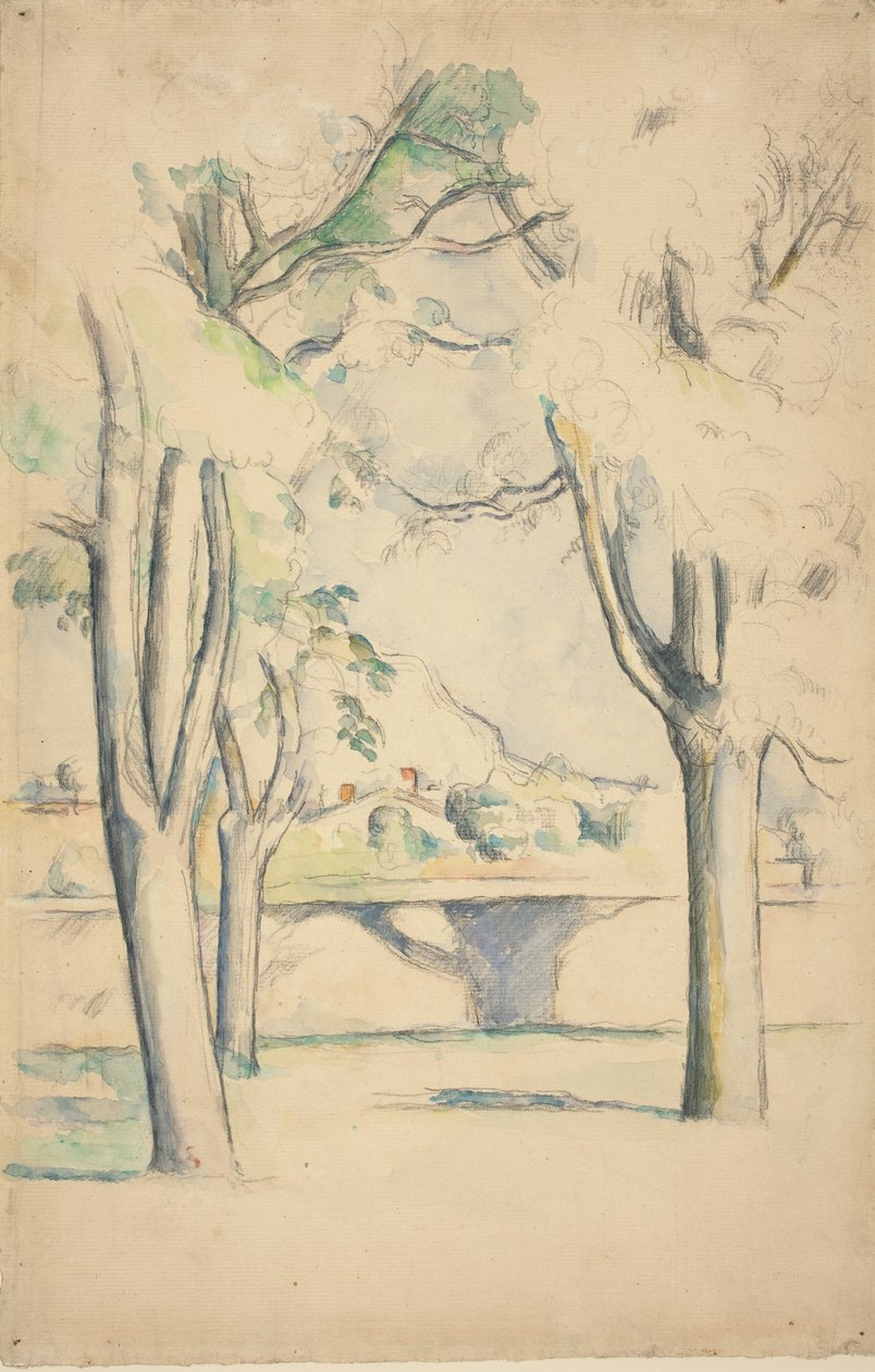 Mont Sainte-Victoire A Jas de Bouffan falán túl látható, c. 18851888. alkotó: Paul Cézanne