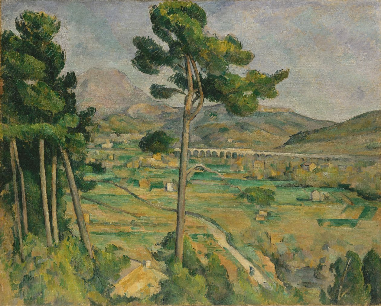 Mont Sainte-Victoire és az Arc folyó völgyének viaduktja, 1882-85. alkotó: Paul Cézanne