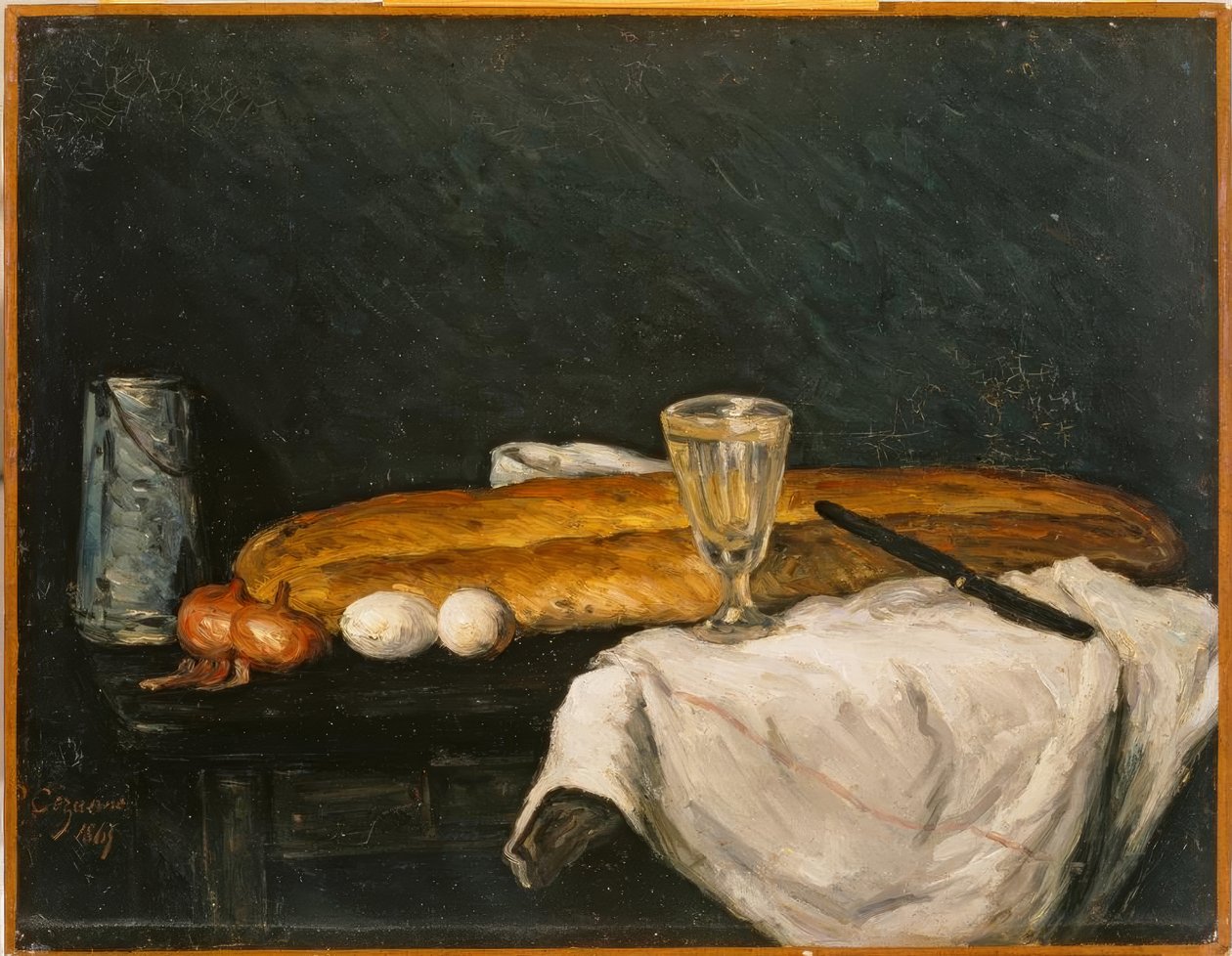 Csendélet: kenyér és tojás alkotó: Paul Cézanne
