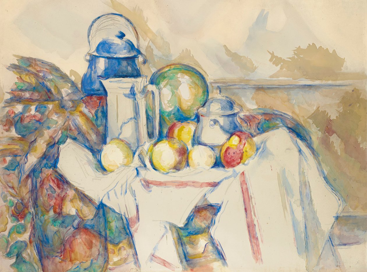 Csendélet tejeskannával, dinnyével és cukortartóval, 1900-1906. alkotó: Paul Cézanne