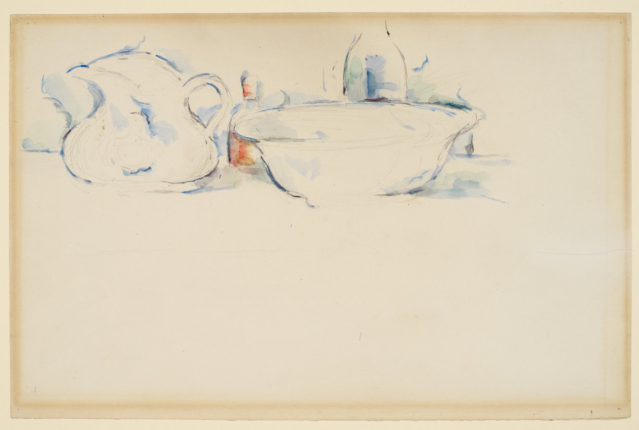 Csendélet, piperecikkek, 1885-90 körül (grafit és akvarell papíron) alkotó: Paul Cézanne