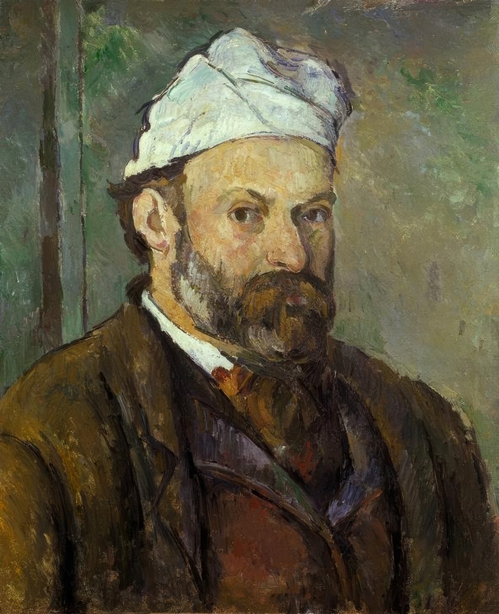A fehér sapkás művész portréja alkotó: Paul Cézanne