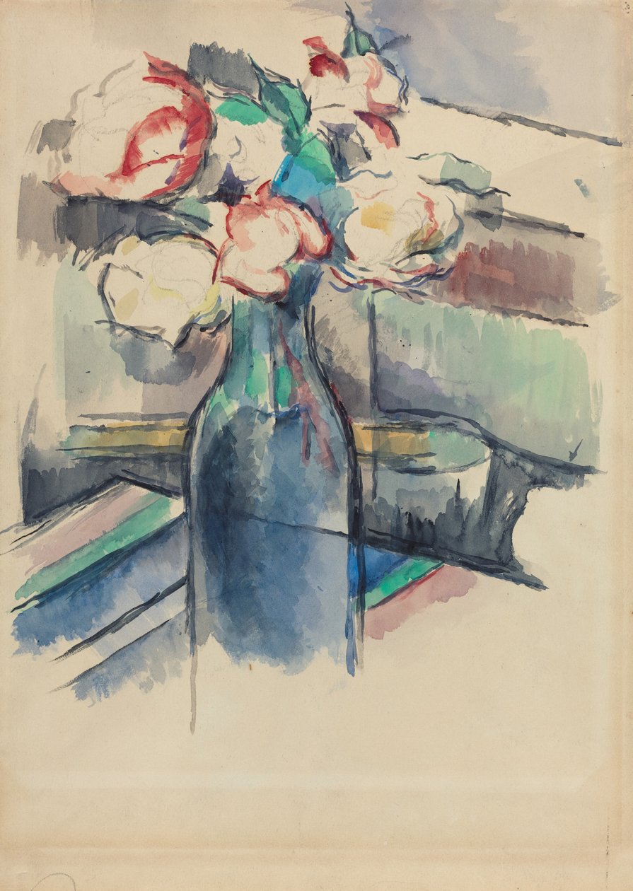 Rózsa üvegben [recto] alkotó: Paul Cézanne