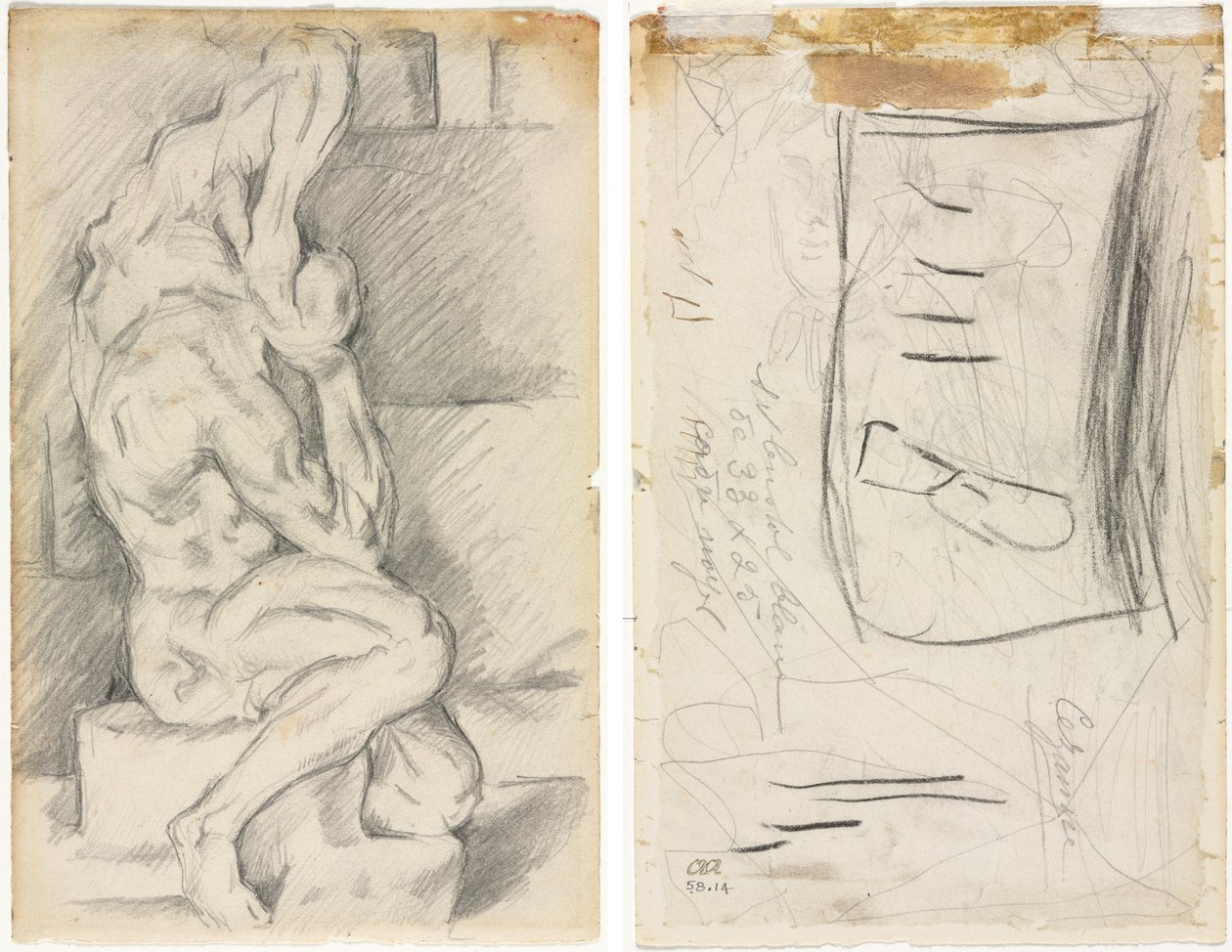 Anatómiai szobrászat vázlata (recto) Madame Cézanne vázlata (verso) alkotó: Paul Cézanne
