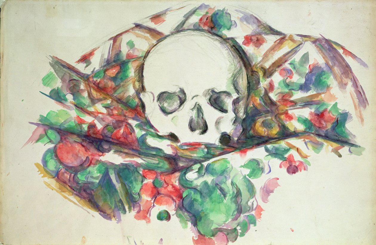 Koponya a drapérián, 1902-2006 körül alkotó: Paul Cézanne