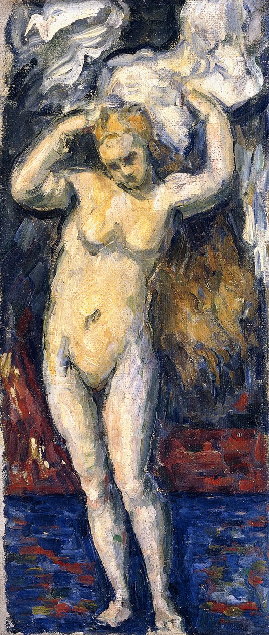 Álló fürdőző, haját szárítja, 1869 körül alkotó: Paul Cézanne