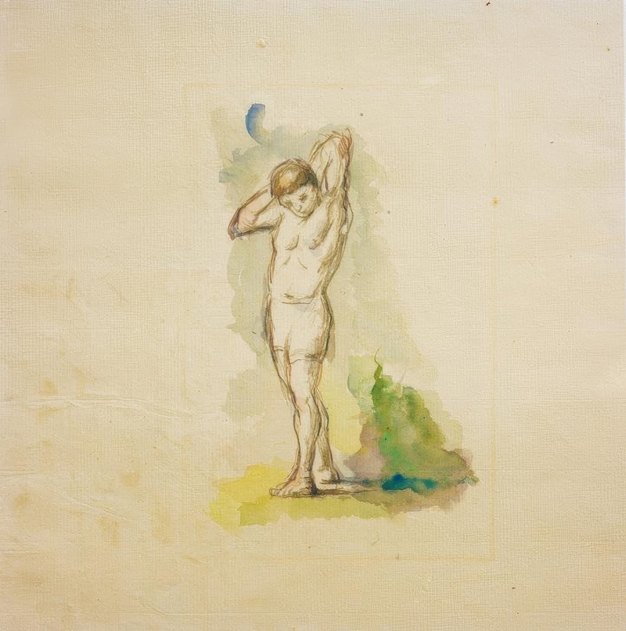 Álló fürdőző, karba font karral a nyaka mögött alkotó: Paul Cézanne