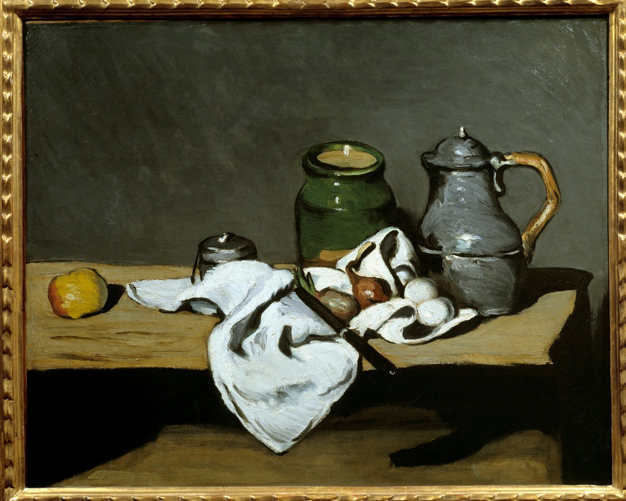 Paul Cezanne (1839-1906) Csendélet a vízforralóban festménye 1869 V. 0,64x0,81 m Párizs, musee d