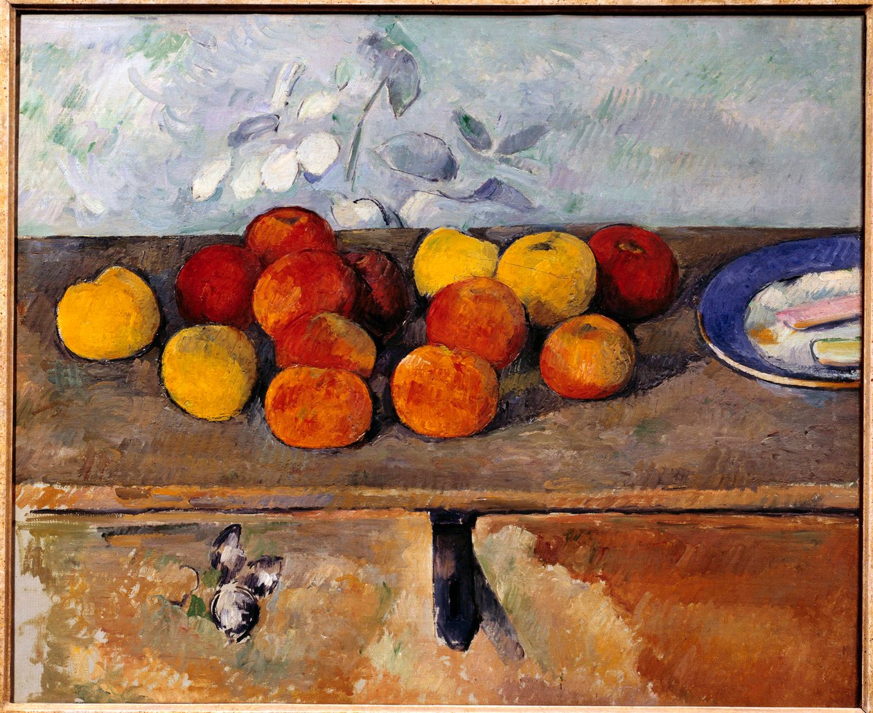 Paul Cezanne (1839-1906) Almacsendélet és keksz festménye 1880 kb. Nap. 0,45x0,55 m Párizs, Musee de l