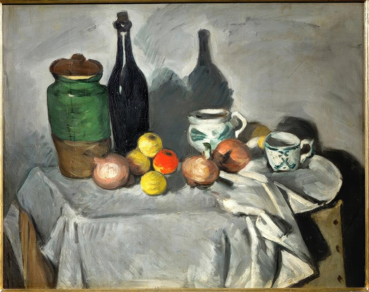 Csendélet (gyümölcsök és ételek) alkotó: Paul Cézanne