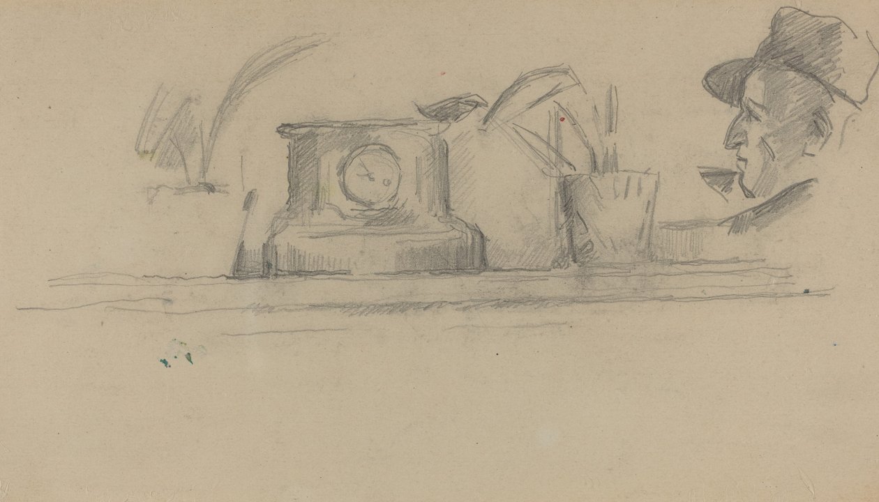 A művész apja és tárgyak a kandallón [verso] alkotó: Paul Cézanne