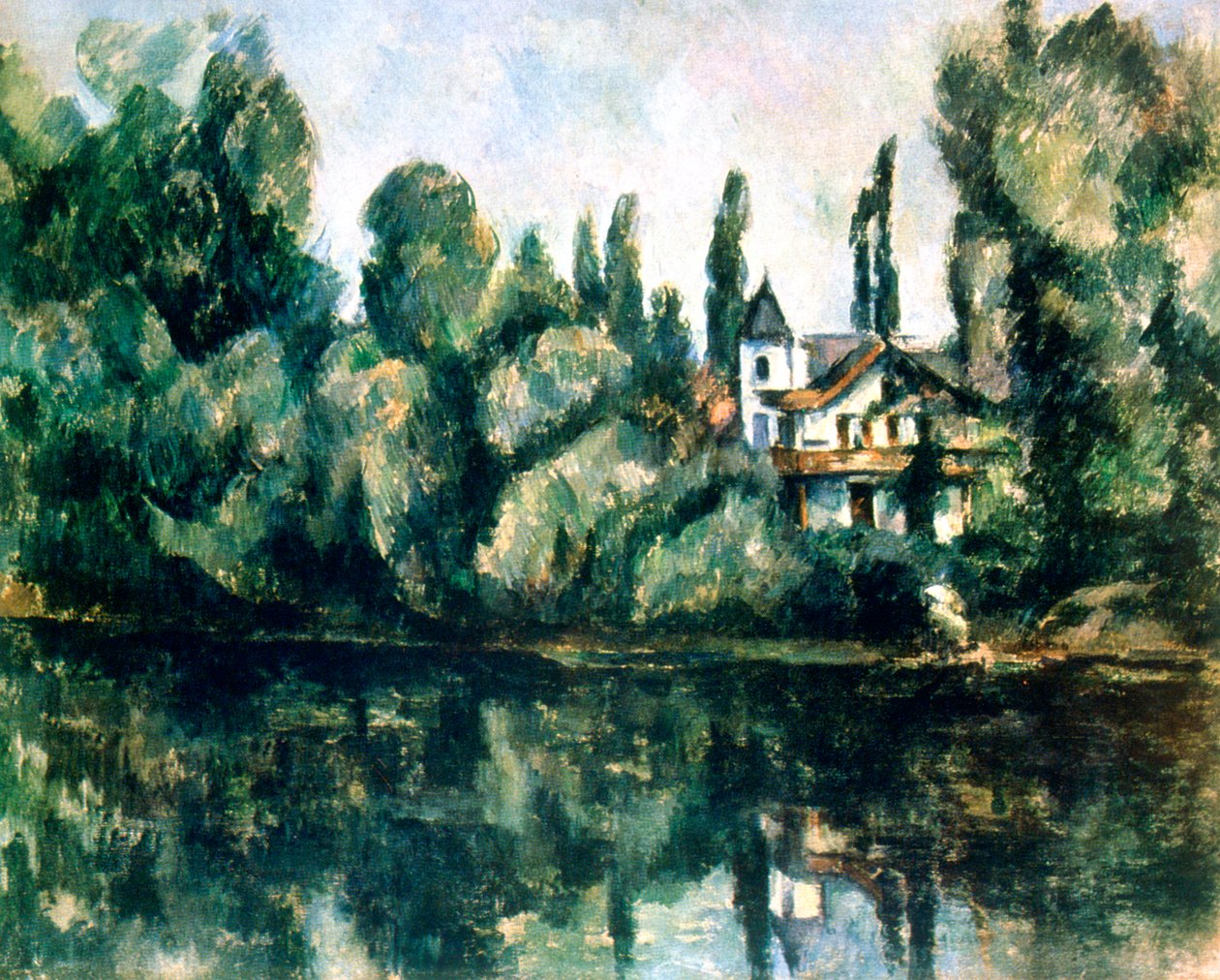 A Marne partjai, Villa a folyó partján, 1888. alkotó: Paul Cézanne