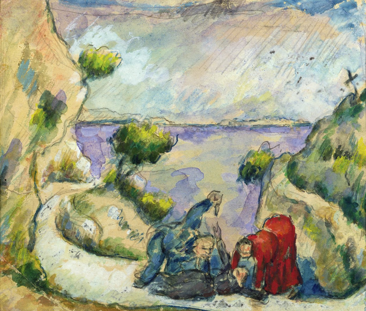 A gyilkosság, 1867-70 (akvarell és gouache papíron) alkotó: Paul Cézanne