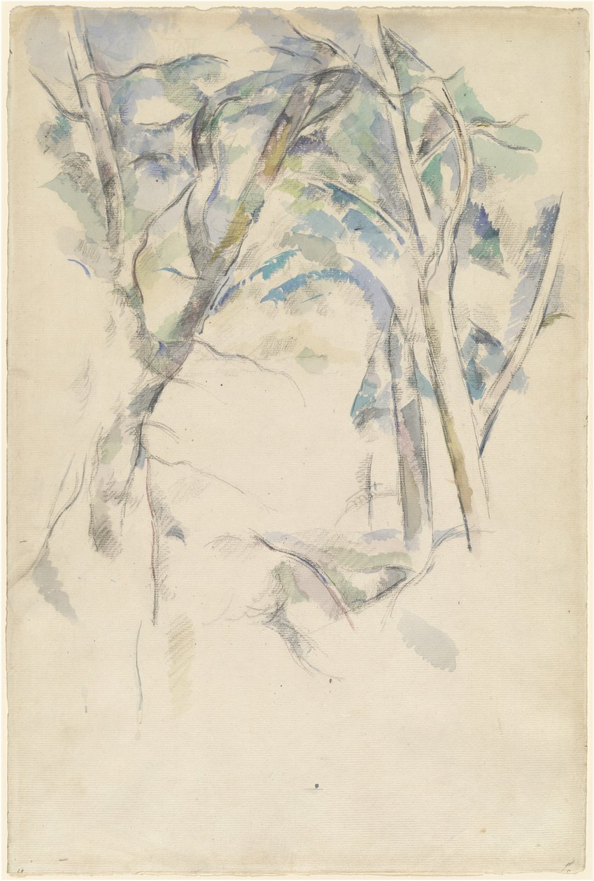 Fák hajolnak a sziklákra alkotó: Paul Cézanne