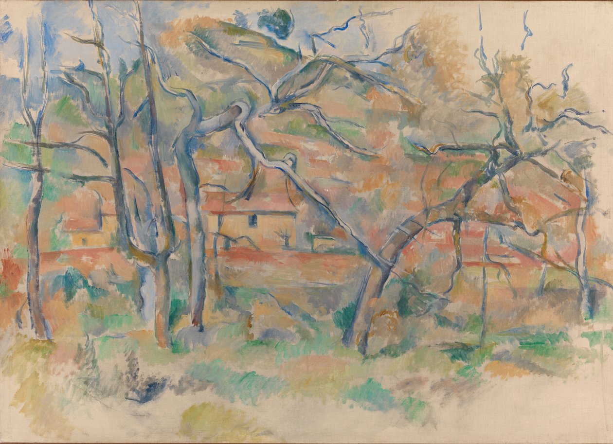 Fák és házak, Provence, 1885 körül (olaj, vászon) alkotó: Paul Cézanne