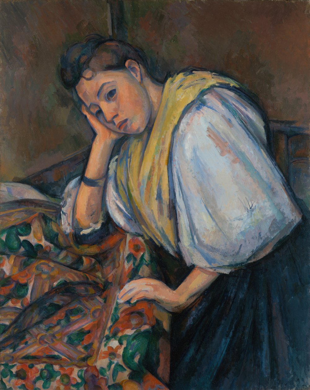 Fiatal olasz nő egy asztalnál alkotó: Paul Cézanne