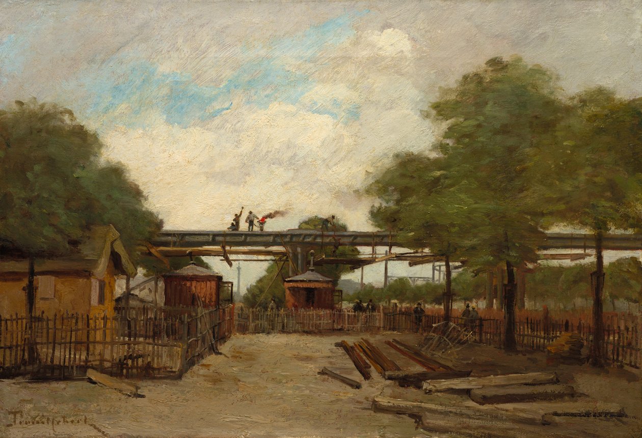 Magasvasút építése: Híd a Cours de Vincennes felett, 1888. alkotó: Paul Desire Trouillebert