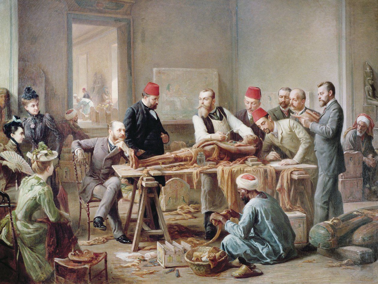 Múmia vizsgálata – Amon papnője, 1891 körül (olaj, vászon) alkotó: Paul Dominique Philippoteaux