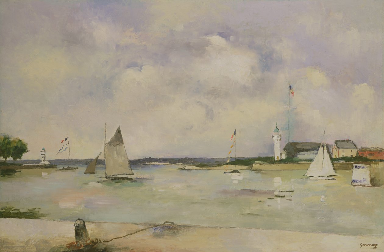 Honfleur kikötőjének bejárata (panel) alkotó: Paul Elie Gernez