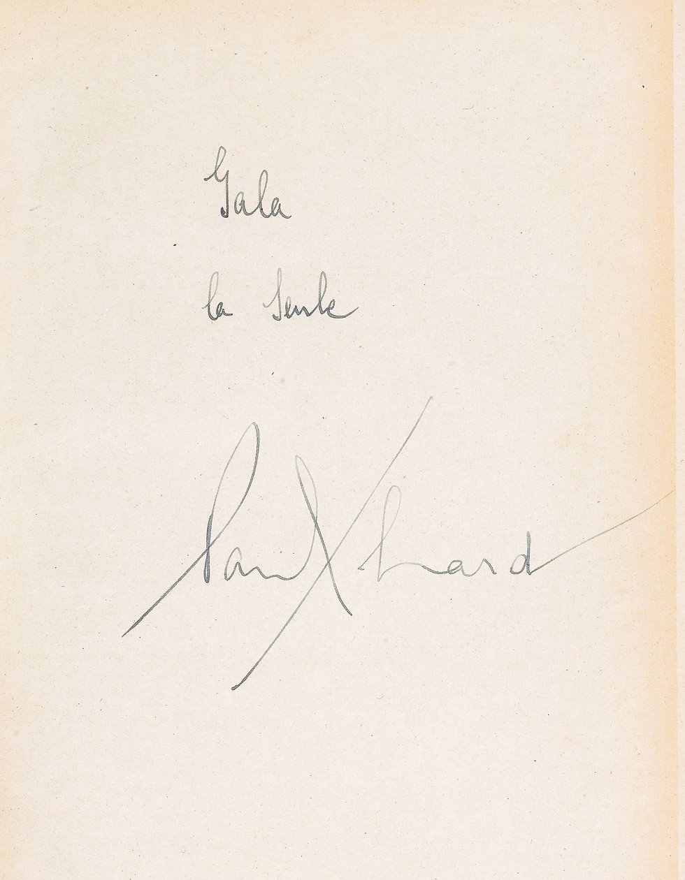 Kézírásos dedikáció szerelmes költészetben alkotó: Paul Eluard
