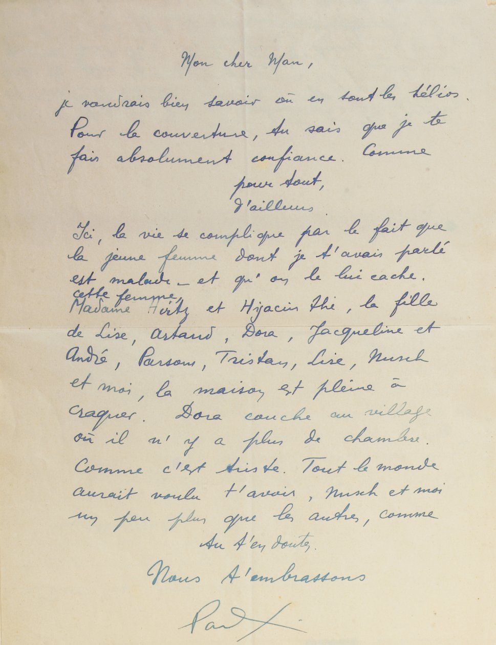 Levél Man Ray-nek a Facile megvalósításával kapcsolatban alkotó: Paul Eluard