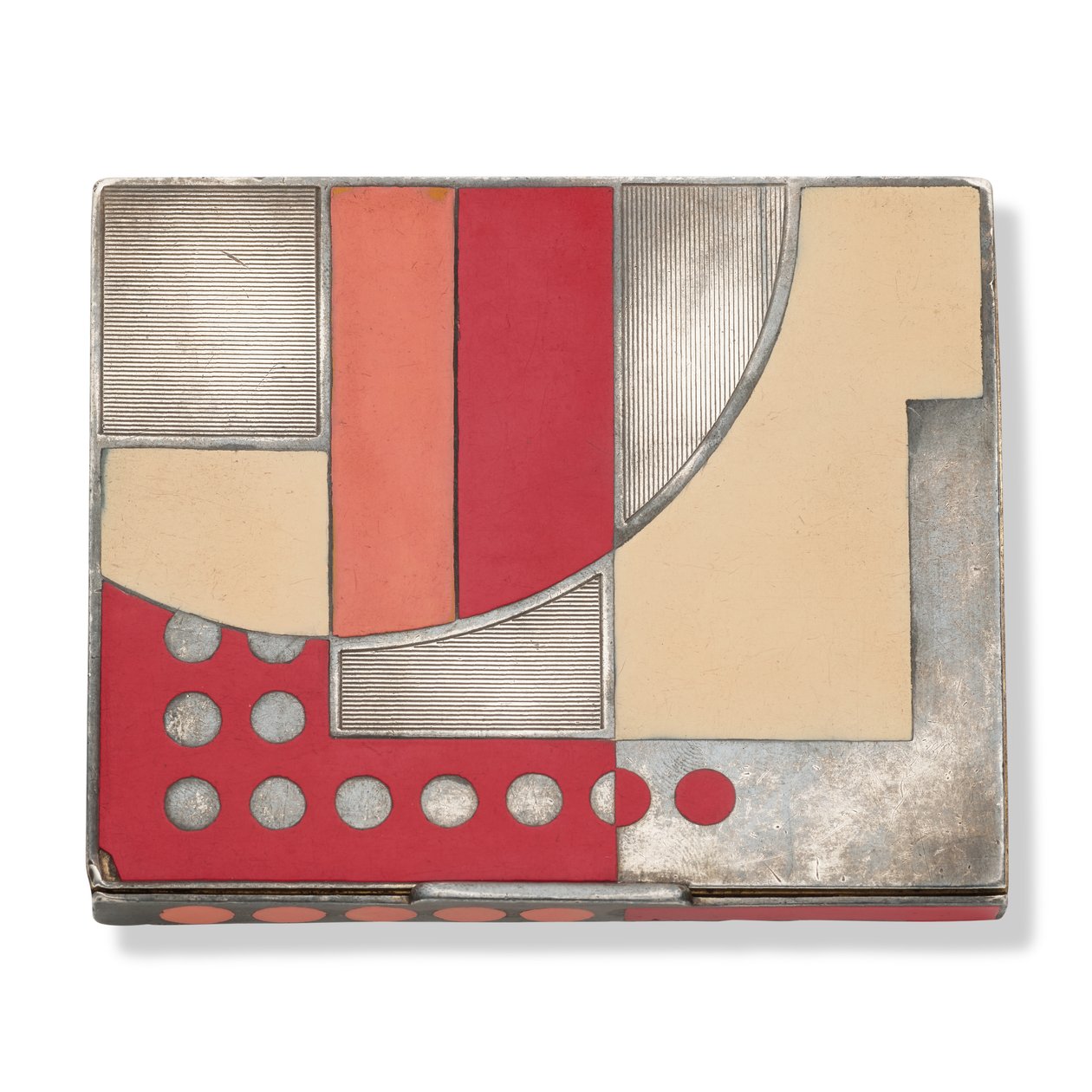 Art deco cigarettatárca, 1930 körül (ezüst, ezüst-aranyozott fém és lakk) alkotó: Paul Emile Brandt