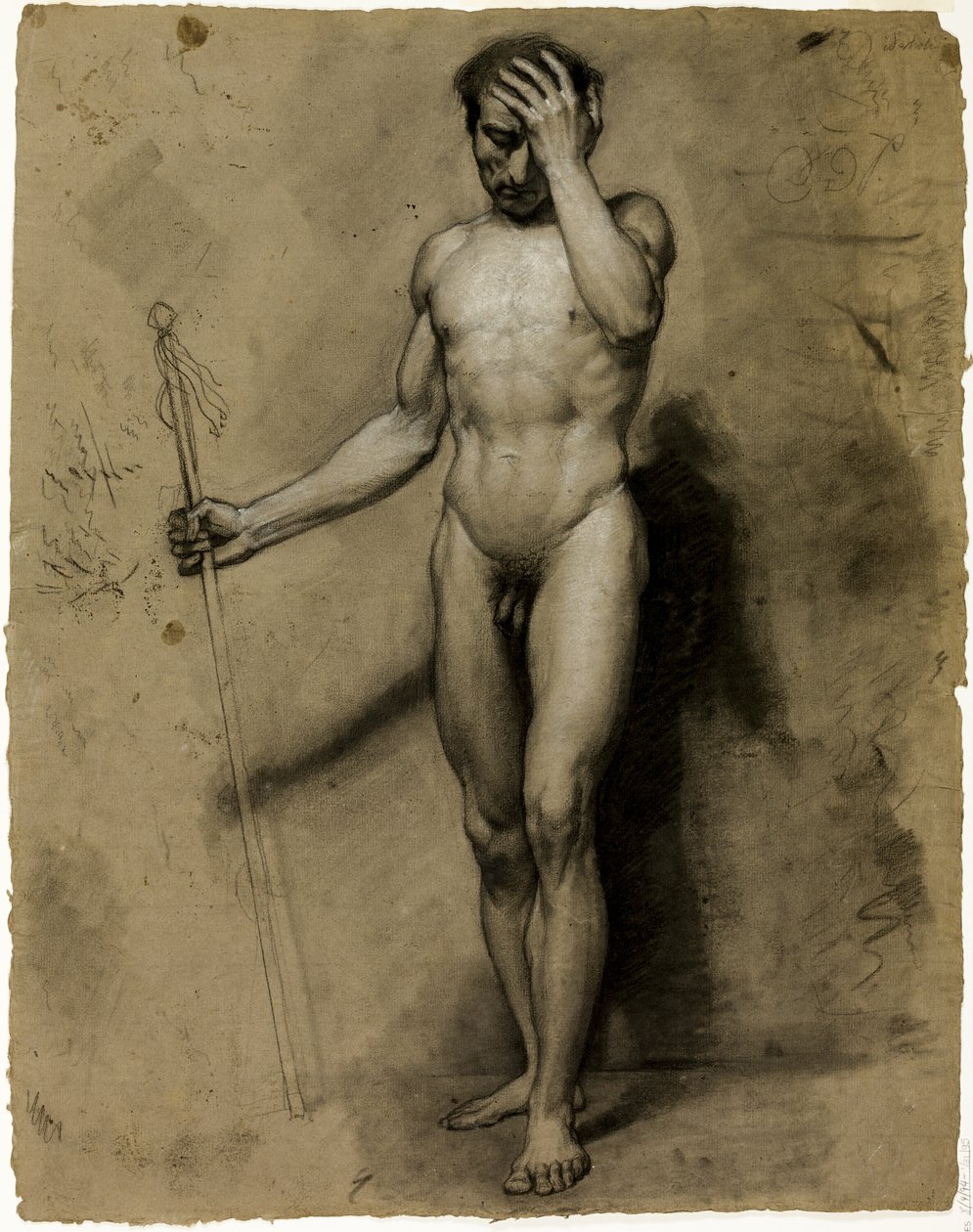 Álló férfi akt (recto); Klasszikus fej (fordítva) alkotó: Paul Emile Detouche