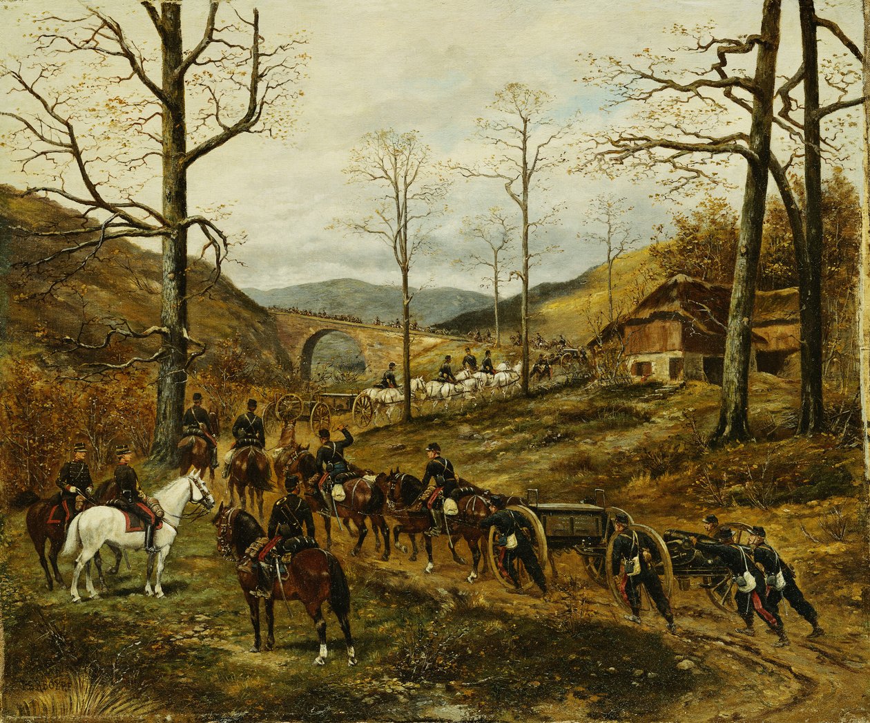 Tüzérség egy völgyön át, Rezonville, alkotó: Paul Emile Leon Perboyre